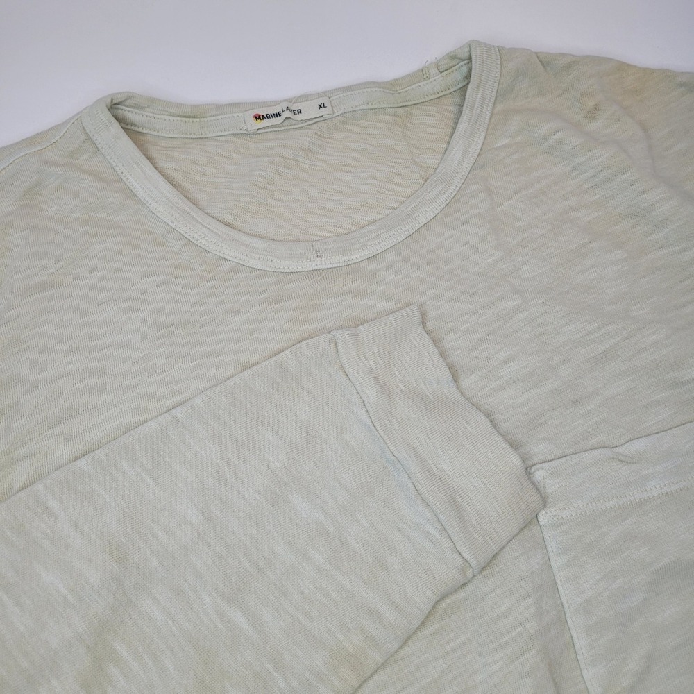 Marine Layer Long Sleeve Pocket Tee Mens XL Beige Excellent Slub Cotton 16035